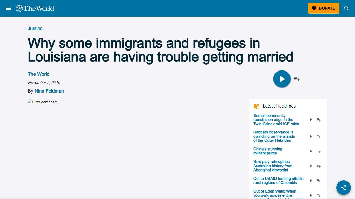 Why some immigrants and refugees in Louisiana are having trouble getting married - The World from PRX