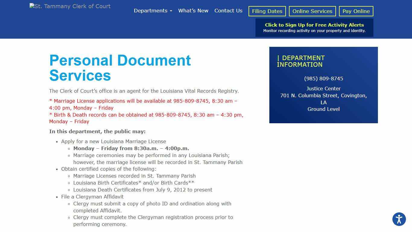 Personal Document Services » St. Tammany Clerk of Court